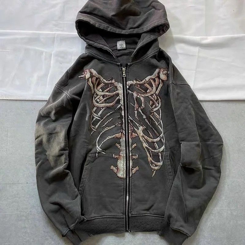 Vintage Punk Zip Up Hoodie Gothic Style Skeleton Size US M / EU 48-50 / 2 - 1 Thumbnail