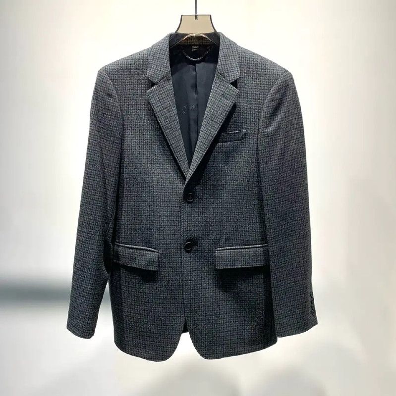 Burberry Burberry Men's Gray Wool Jacket Size US M / EU 48-50 / 2 - 1 Thumbnail