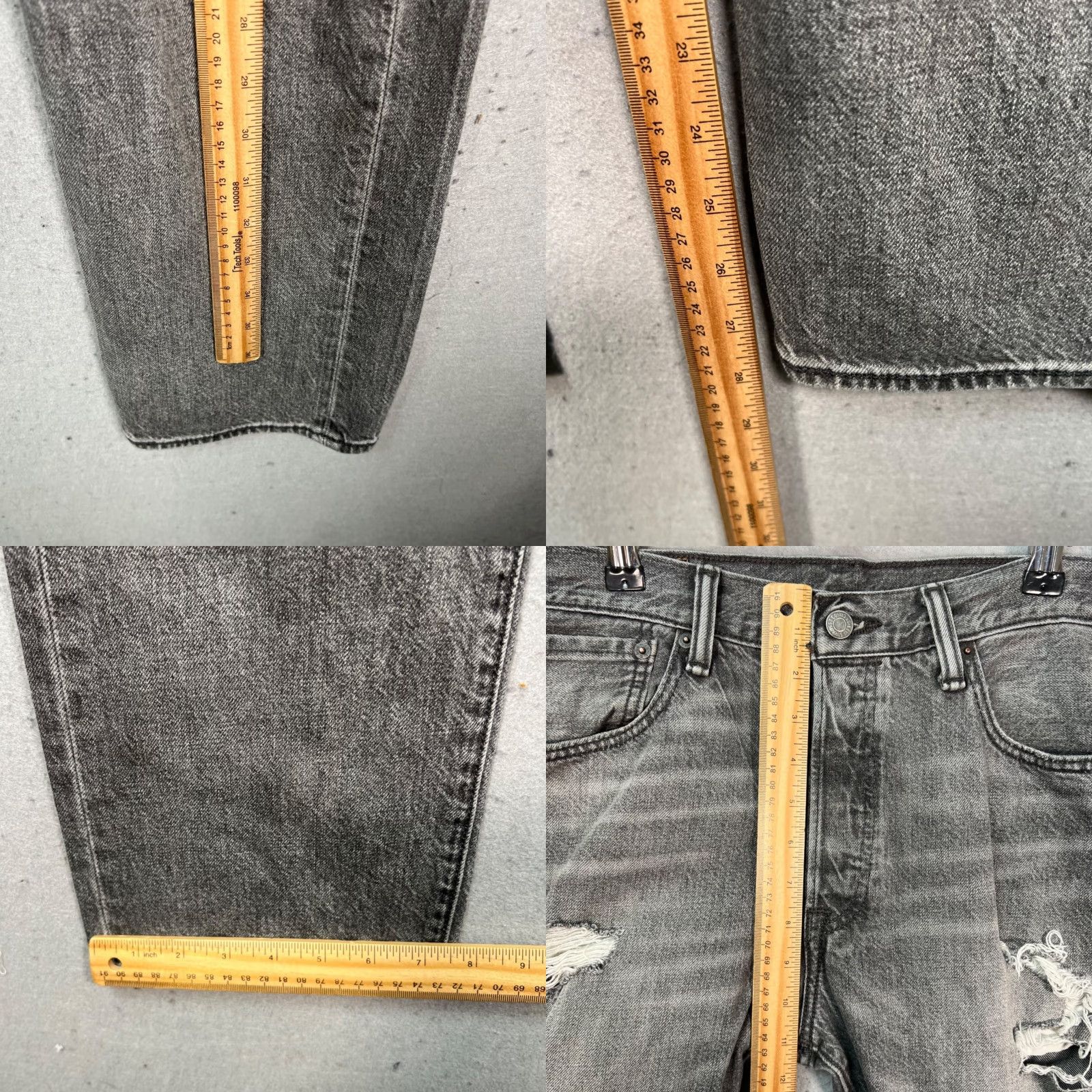 Levi's Levis 501 Mens Jeans Gray Distressed Straight 32x29 Denim 100% Cotton Leather? Wait Size US 32 / EU 48 - 8 Thumbnail