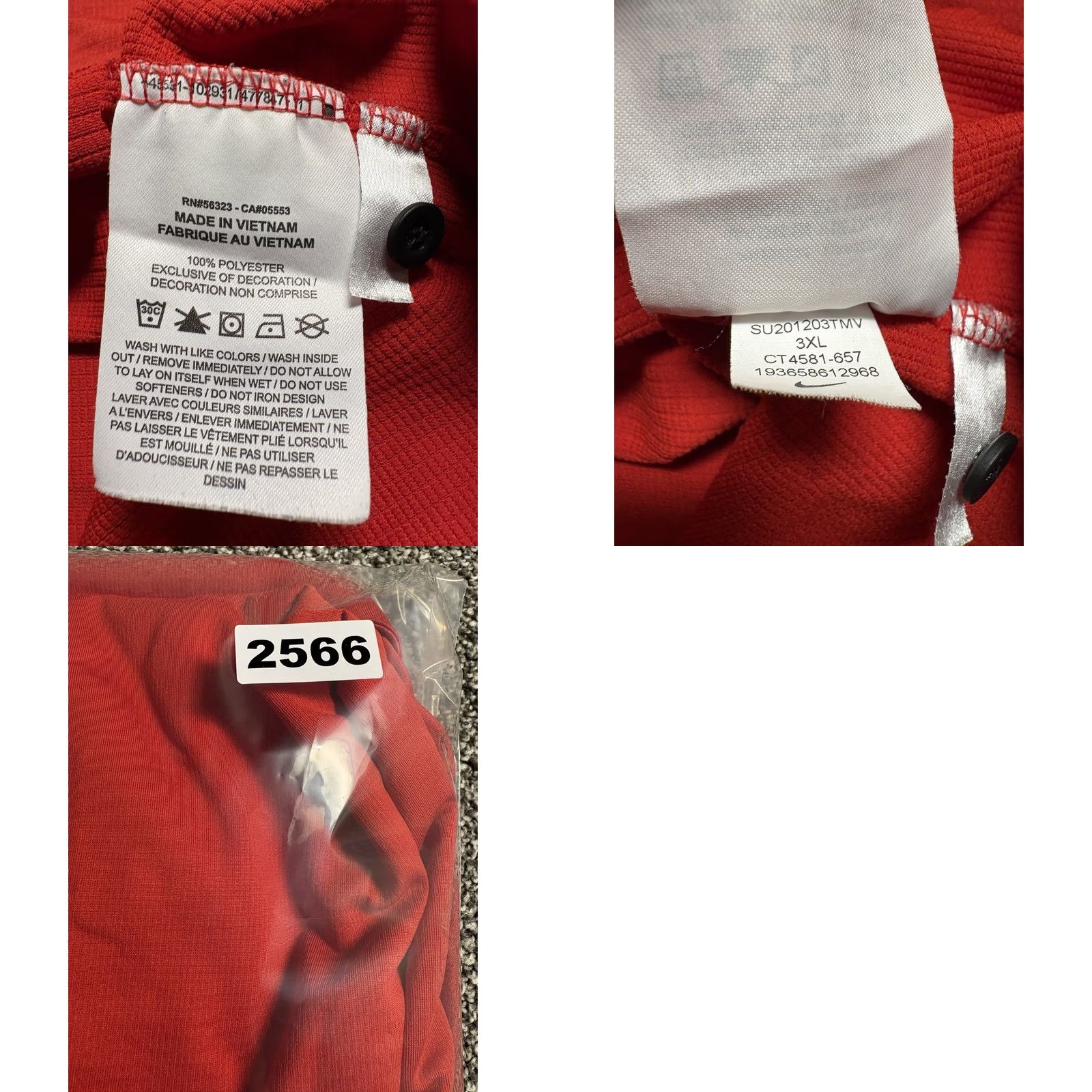 Nike Nike Polo Shirt Mens 3XL Red Dri-FIT Solid Golf Casual Top Size US XXL / EU 58 / 5 - 9 Thumbnail