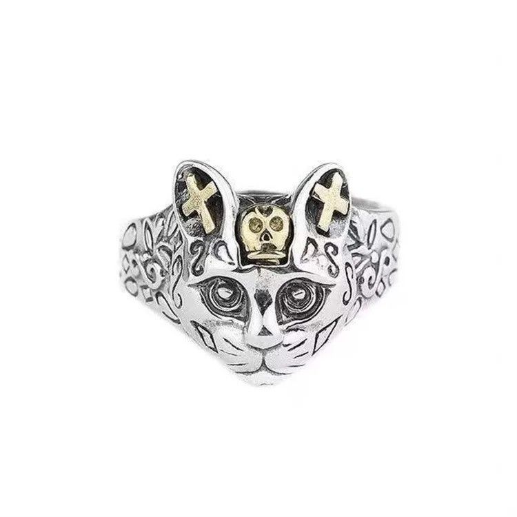 Jewelry Vintage Retro Style Cat's head adjustable ring Size ONE SIZE - 6 Thumbnail
