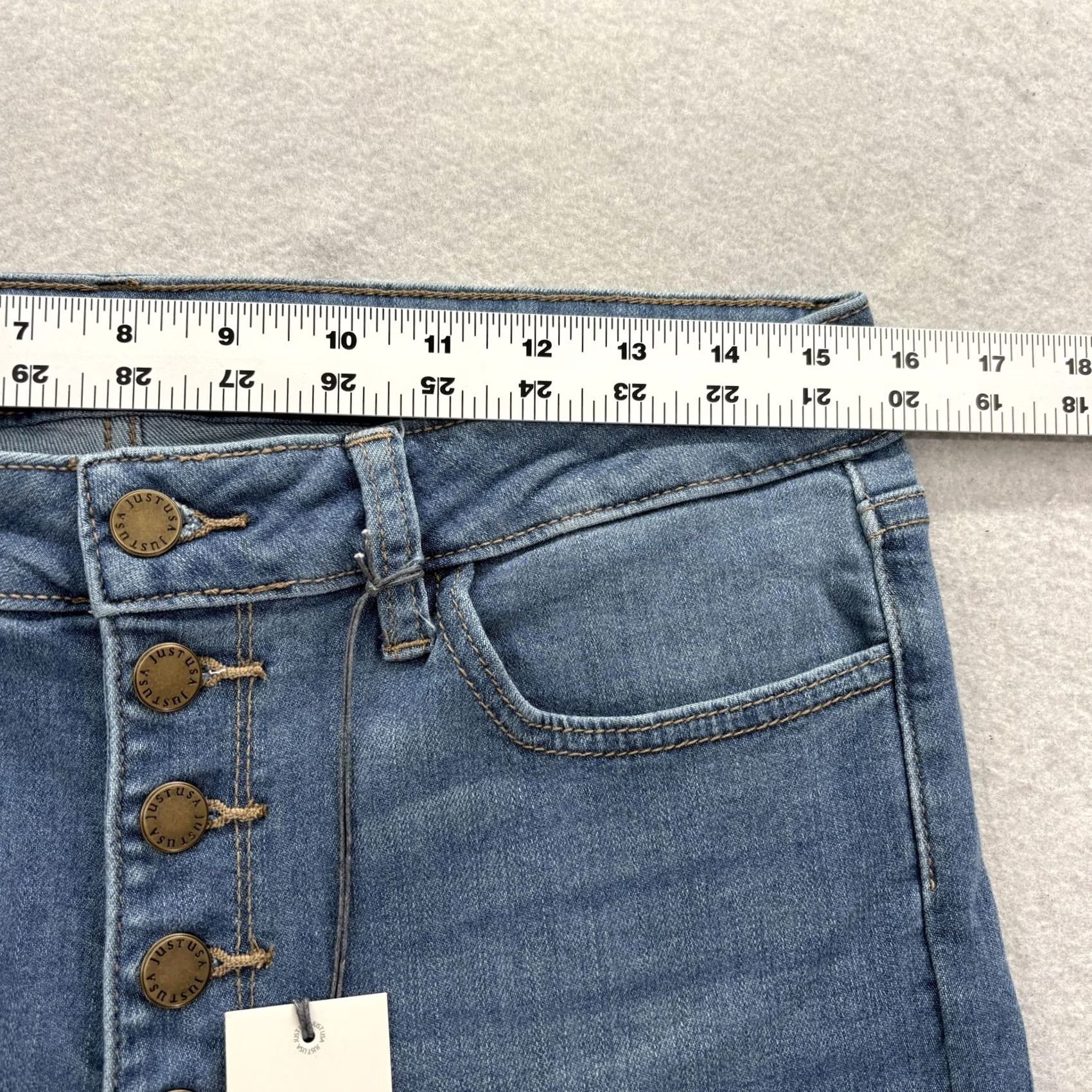 Vintage Just USA Jeans Skinny Womens 31 Blue Medium Wash High Rise Stretch Button NWT Size 24" / US 00 / IT 34 - 6 Thumbnail