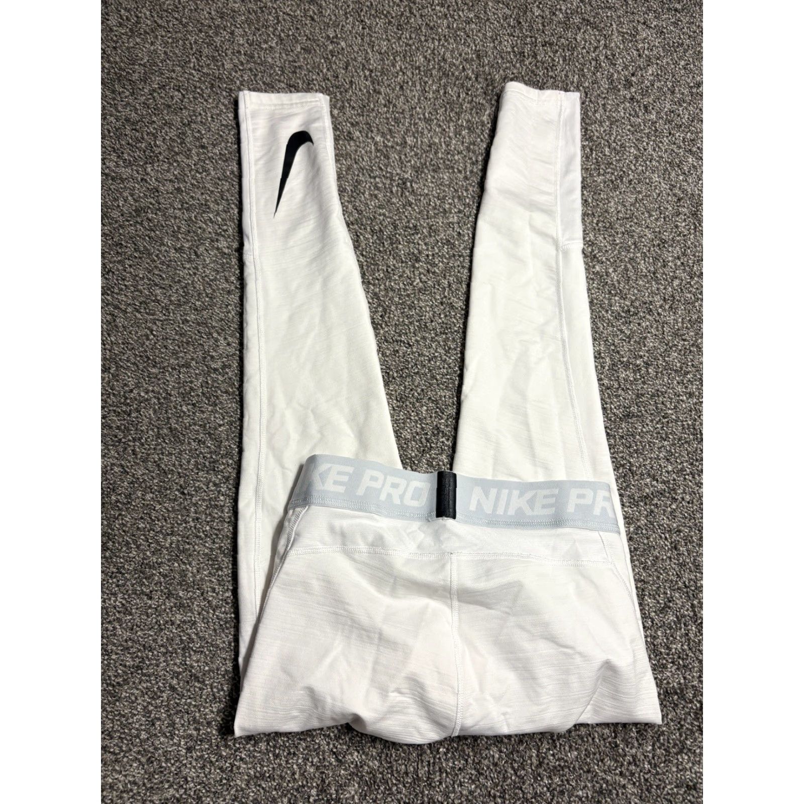 Nike VINTAGE Nike Pro Compression Pants Mens Medium White Running Training 929711 Size US 31 - 2 Thumbnail