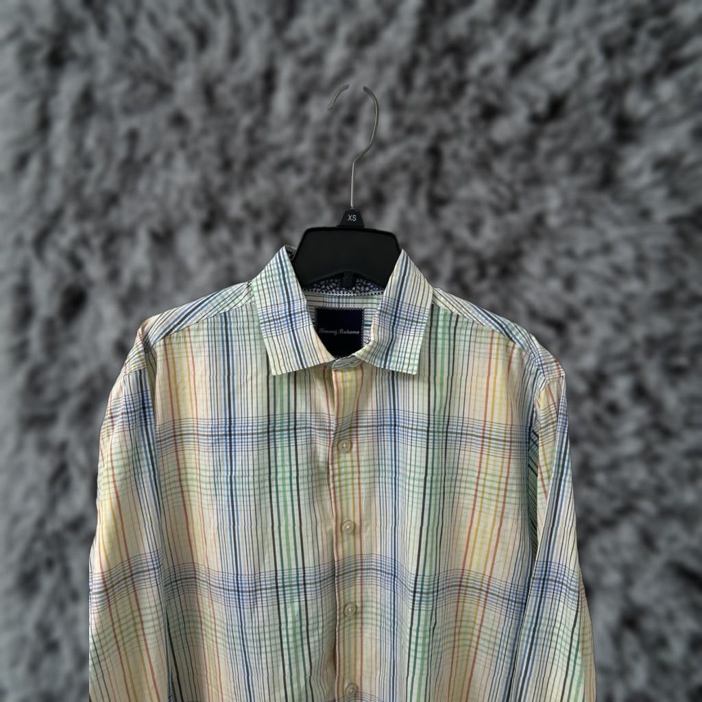 Tommy Bahama Tommy Bahama Shirt Mens Medium Multicolor Plaid 100% Pima Cotton Flip Cuff L/S Size US M / EU 48-50 / 2 - 1 Thumbnail