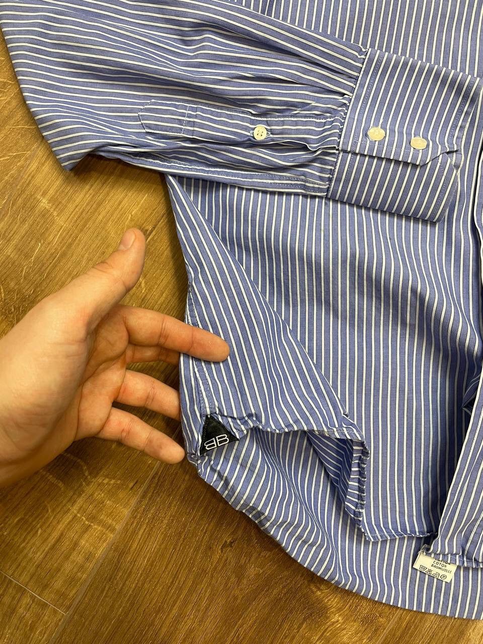 Balenciaga Vintage Balenciaga 90’s Y2K Button Ups Striped Blue Shirt Size US M / EU 48-50 / 2 - 11 Thumbnail