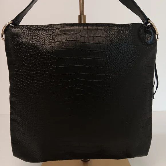 Jimmy Choo Jimmy Choo Croc-Embossed Leather Soft Hobo Bag - Black Size ONE SIZE - 3 Thumbnail