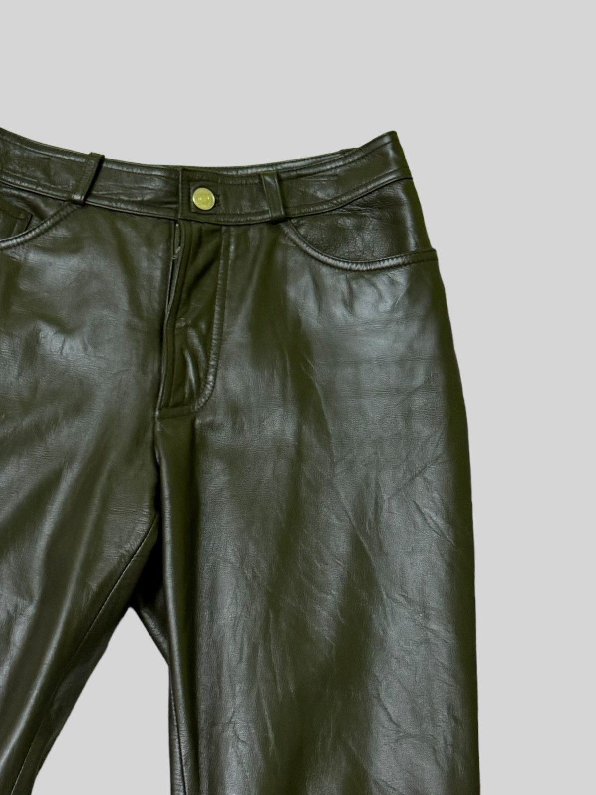 Japanese Brand × Vintage Japan Fashion Jpg Style PVC Leather Dark Green Pants Size US 26 / EU 42 - 5 Thumbnail
