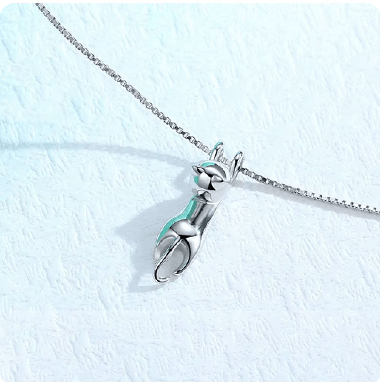 Other 925 Sterling Silver Hanging Cat Necklace - Minimalist Feline Size ONE SIZE - 4 Thumbnail
