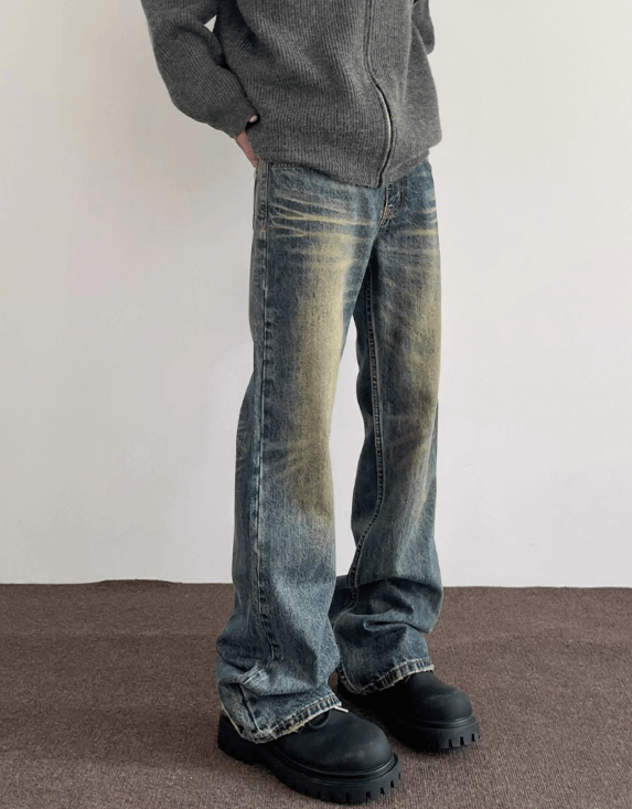 Japanese Brand × Jean Washed distressed American retro cleanfit flared jeans Size US 32 / EU 48 - 2 Thumbnail