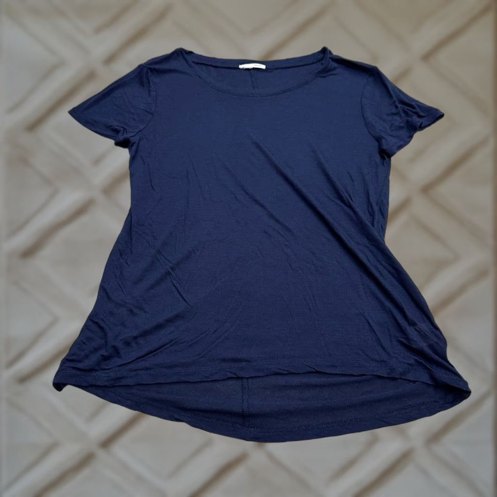 Vintage Halogen Shirt Women Small Dark Blue Short Sleeve Round Neck Size S / US 4 / IT 40 - 1 Thumbnail