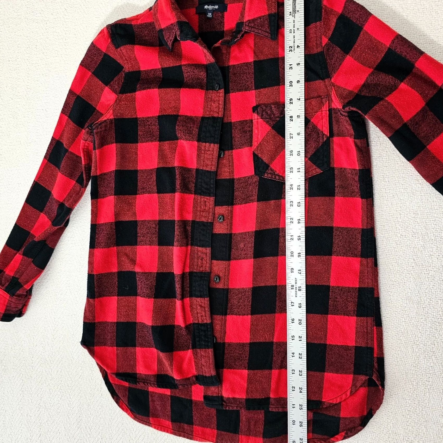 Madewell Madewell Shirt Women XS Long Sleeve Button Front Plaid Flannel Red Black Size XS / US 0-2 / IT 36-38 - 5 Thumbnail