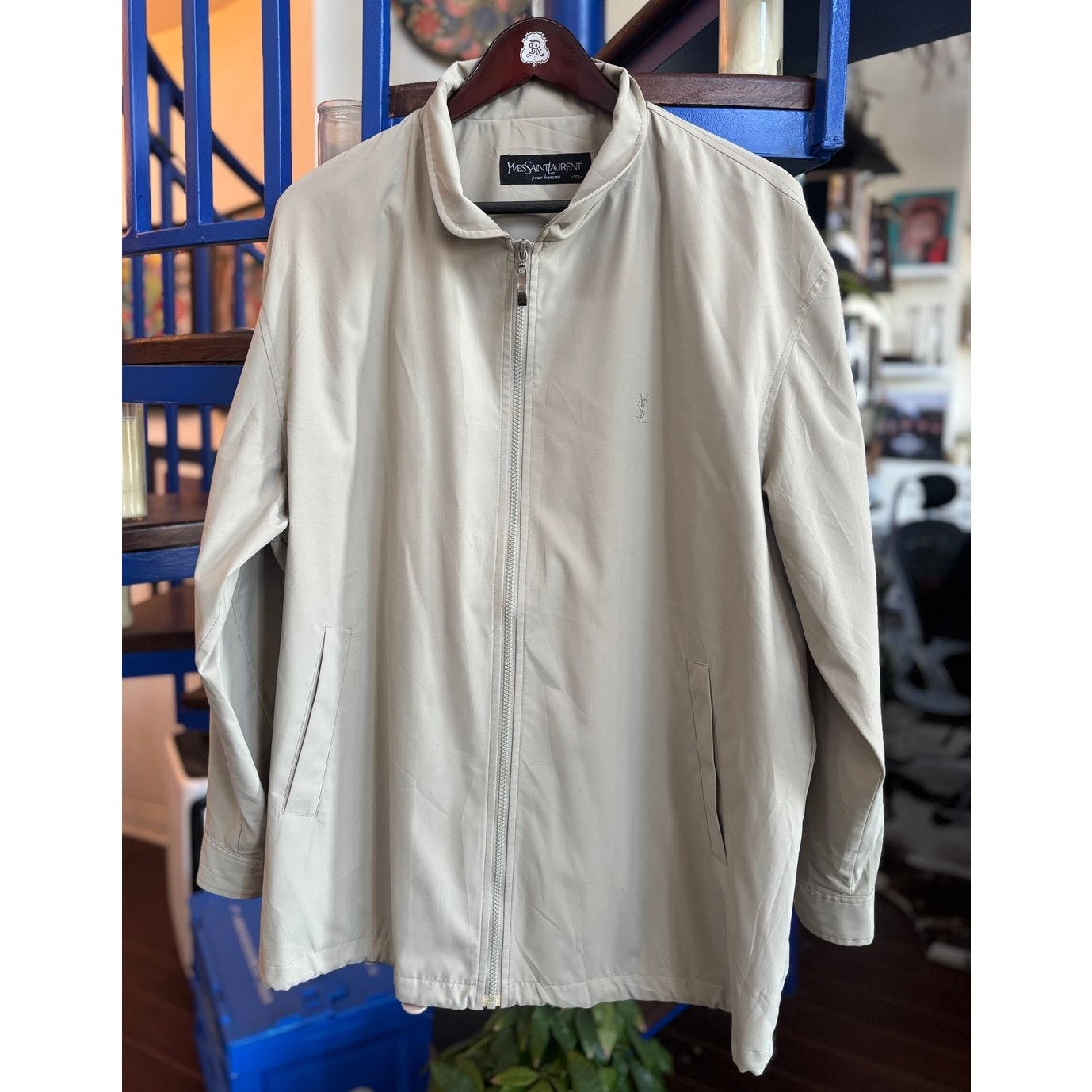 Yves Saint Laurent Vintage Yves Saint Laurent Tan Zip Jacket Size 105 (L) Size US L / EU 52-54 / 3 - 1 Thumbnail