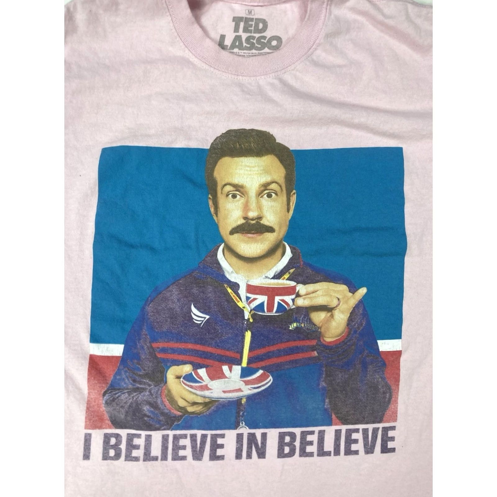 Pinko Ted Lasso I Believe TV Series Graphic T-shirt Men Medium Pink Short Sleeve Size US M / EU 48-50 / 2 - 2 Thumbnail