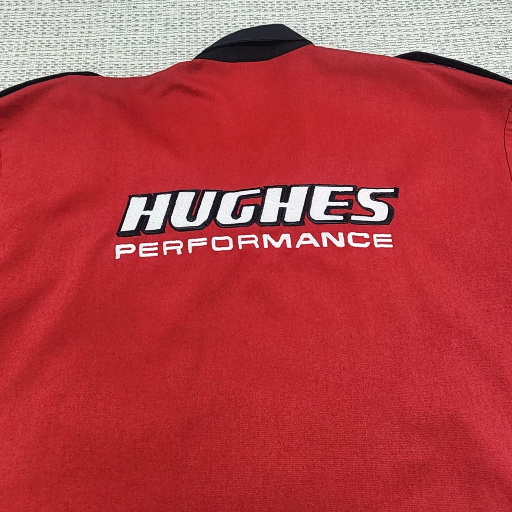 Vintage Hughes Performance Shirt Mens 2XL Red Black Snap Front Pit Crew Work Embroidered Size US XXL / EU 58 / 5 - 2 Thumbnail