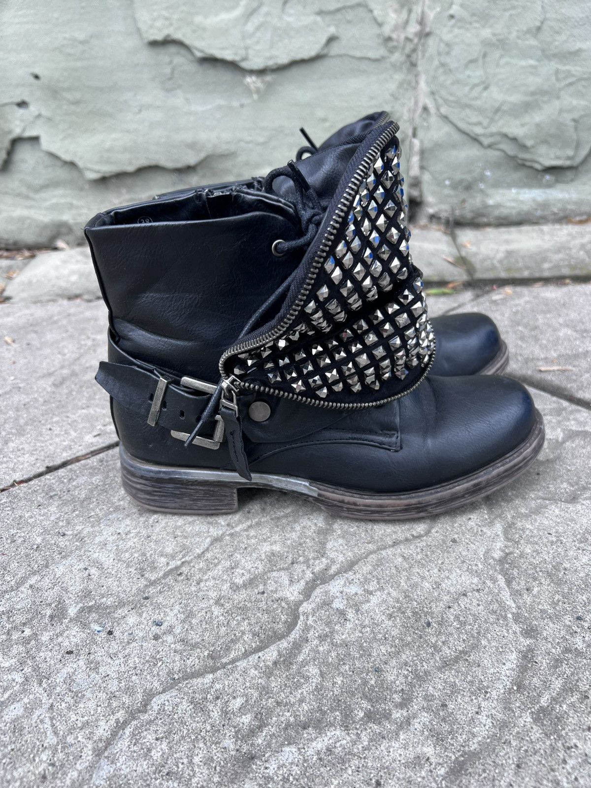 Japanese Brand Studded Hidden Pocket Zip Avant Garde A.S.98 Style Boots Size US 9 / IT 39 - 4 Thumbnail