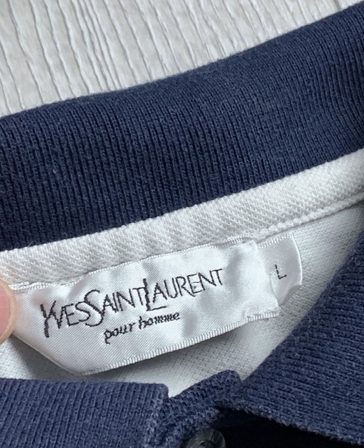 Vintage × Yves Saint Laurent Yves Saint Laurent Vintage Polo Big logo Navy/White Size US L / EU 52-54 / 3 - 7 Thumbnail