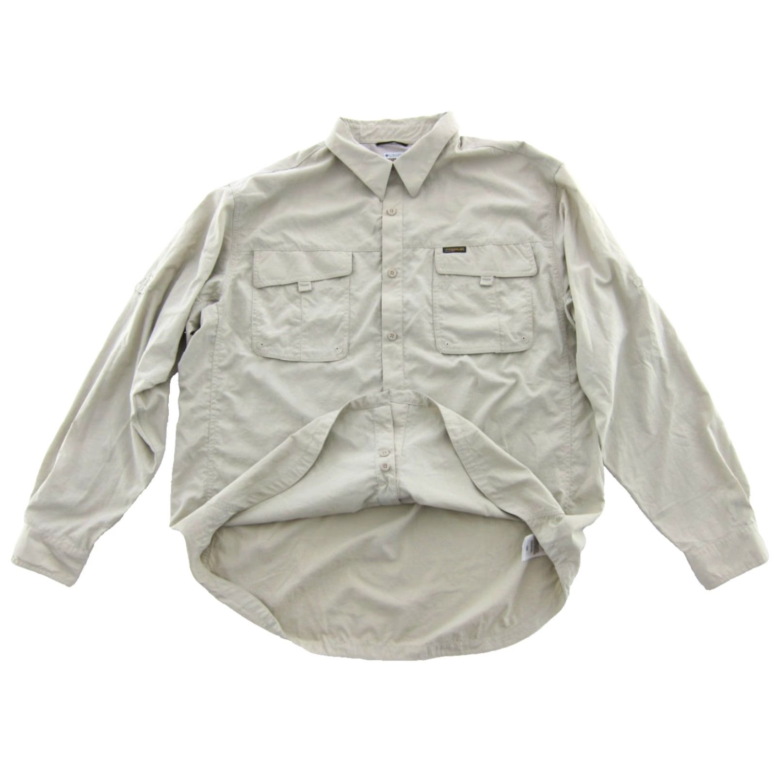 Vintage Columbia Titanium Nylon Beige Fish Hunt Button Up Long Sleeve Shirt Men XXL Size US XXL / EU 58 / 5 - 5 Thumbnail