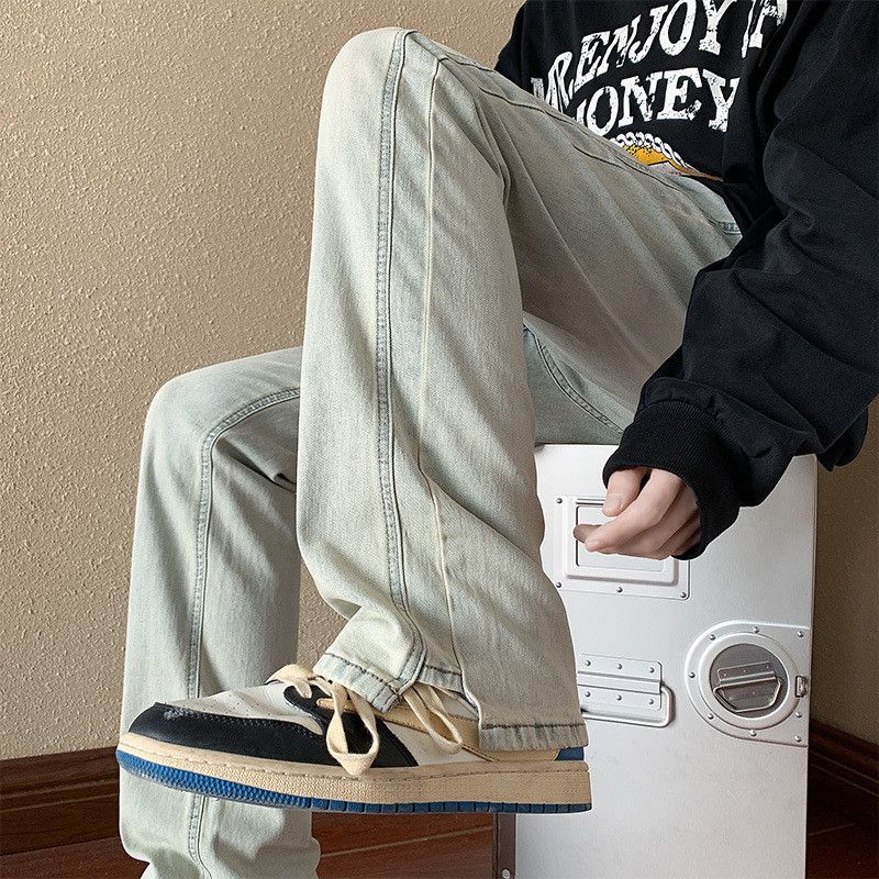 Japanese Brand Men's American retro washed slim straight casual jeans Size US 32 / EU 48 - 4 Thumbnail
