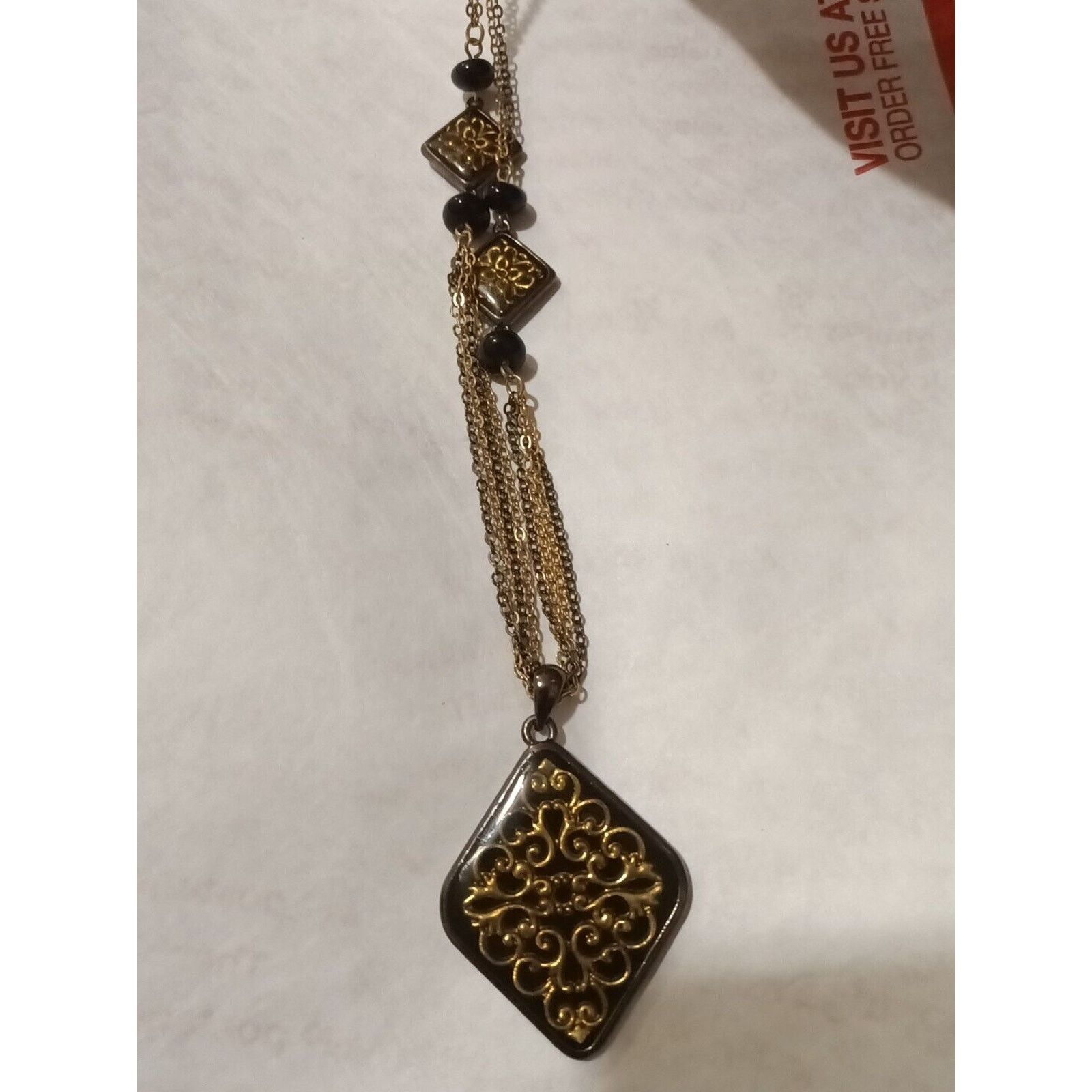 Coldwater Creek COLDWATER CREEK 18" NECKLACE 2" Adjustable Black & GOLD TONE Size ONE SIZE - 2 Thumbnail