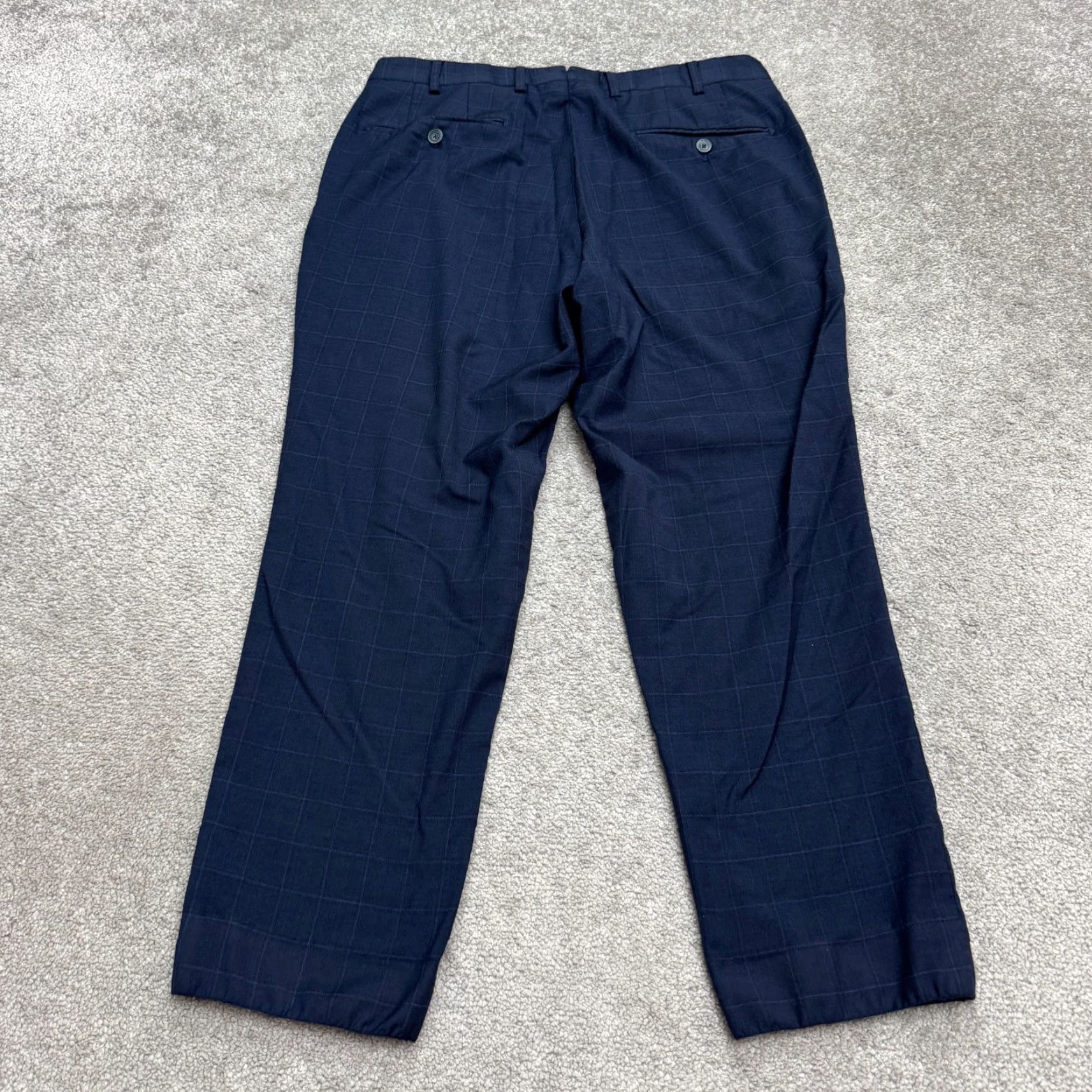 Vintage J. Hillburn Piana Super 170s Wool Silk 600 Dress Pants Men 34x28 Blue Windowpane Size US 34 / EU 50 - 2 Thumbnail