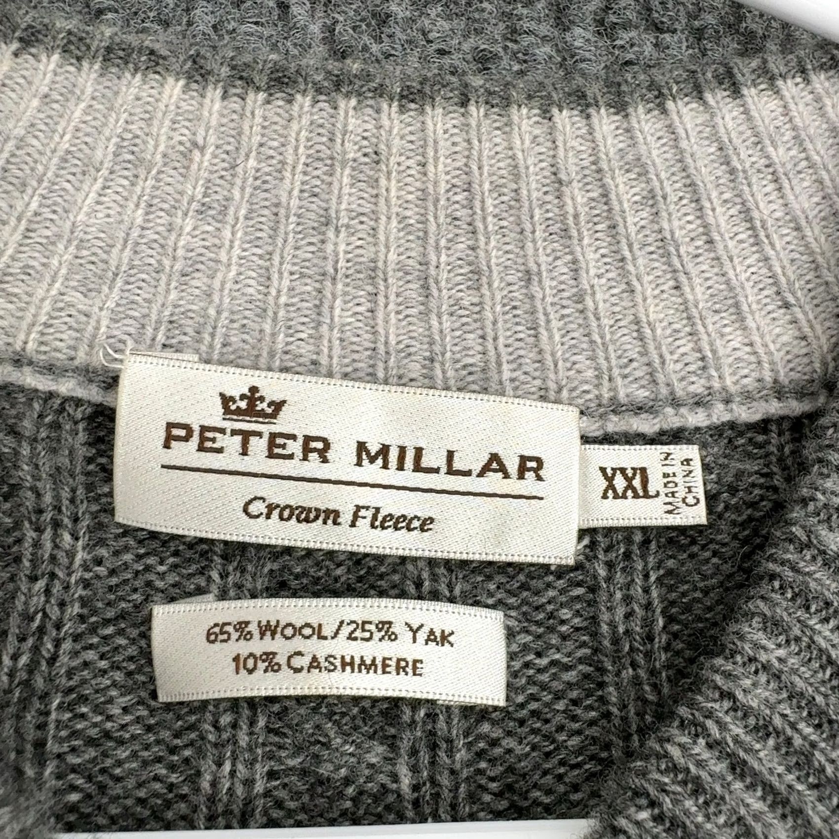 Peter Millar Peter Millar Sweater Mens XXL Gray Wool Cashmere Quarter Zip Cable Knit Luxury Size US XXL / EU 58 / 5 - 6 Thumbnail