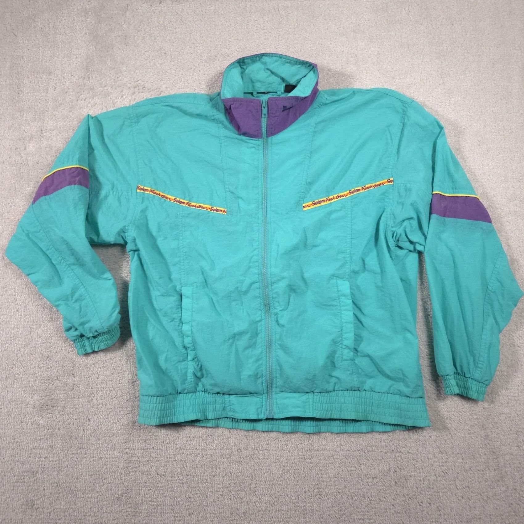 Vintage VINTAGE Salem Fresh Gear Jacket Mens Medium Green Full Zip Windbreaker 90s Size US M / EU 48-50 / 2 - 2 Thumbnail