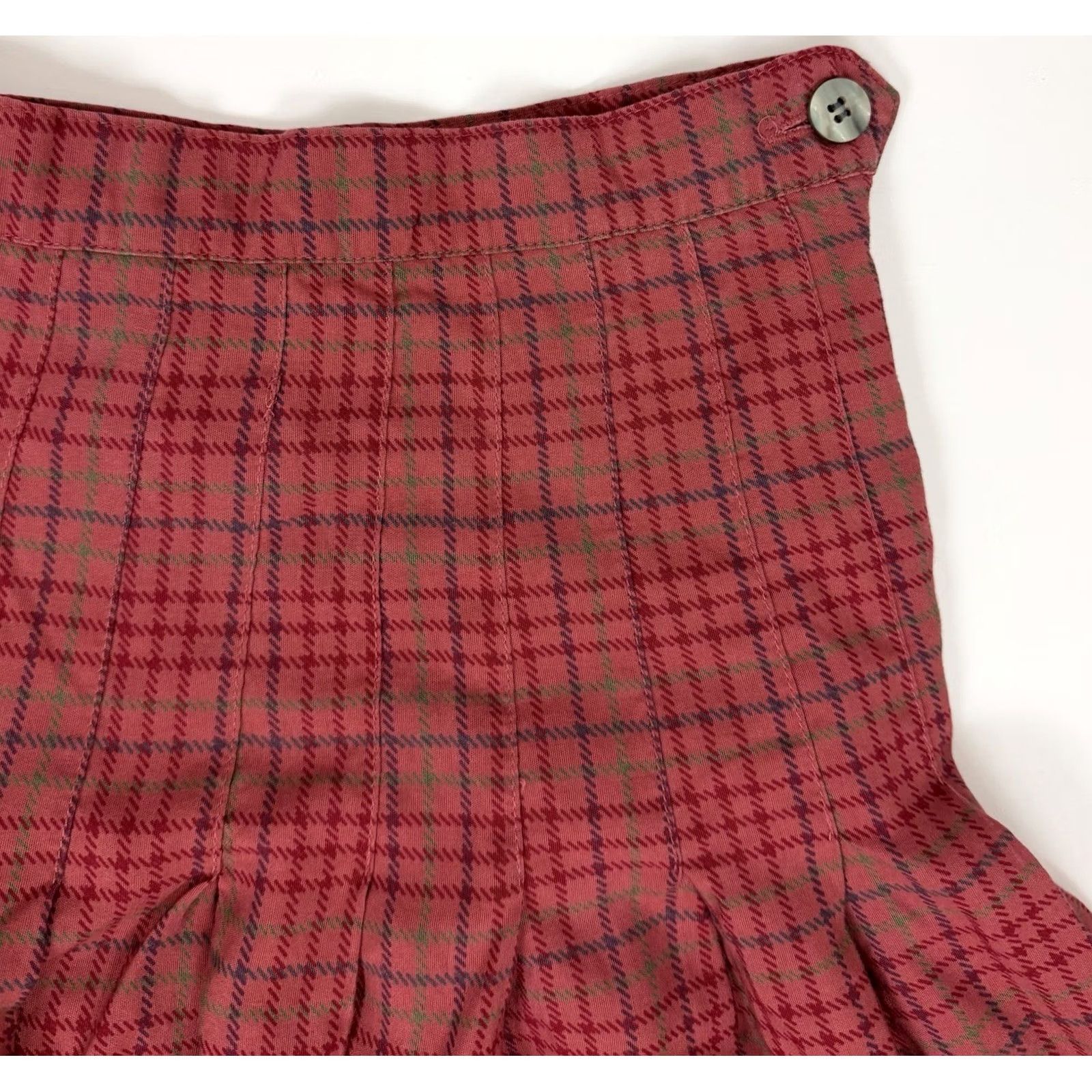 Gap VINTAGE 90s Gap Skirt Womens Small High Waist Salmon Pink Plaid Mini Size 26" / US 2 / IT 38 - 3 Thumbnail
