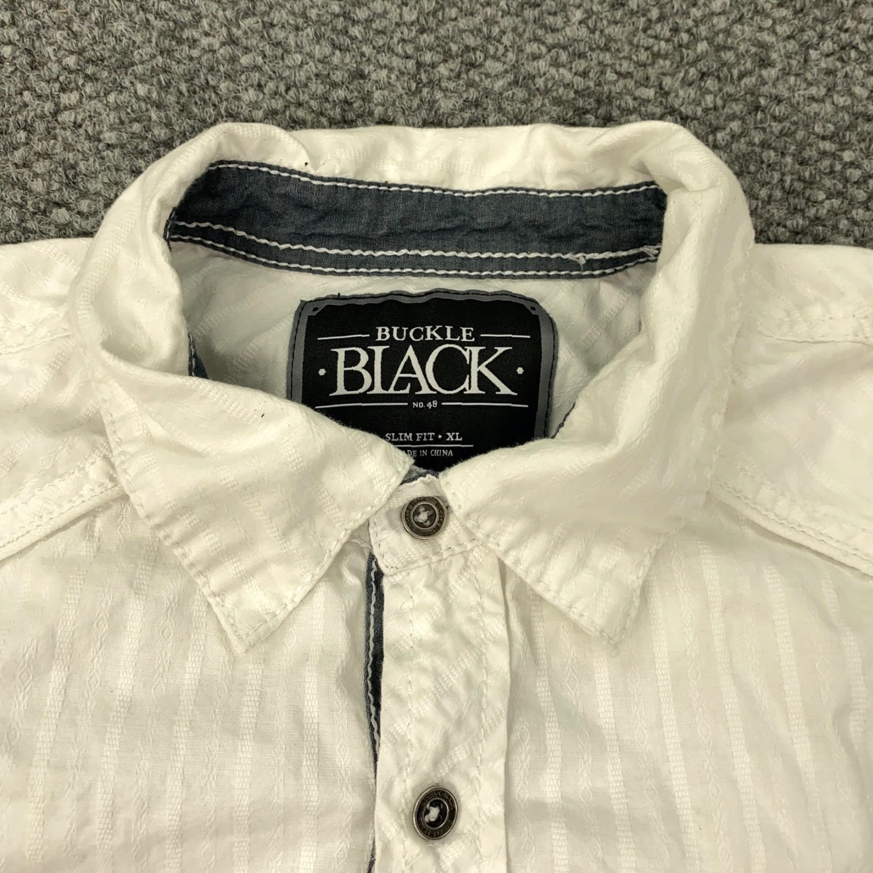 Buckle Black VINTAGE Buckle Black Men's Shirt XL White Slim Fit Western Snap Button Casual Striped 90s Size US XL / EU 56 / 4 - 2 Thumbnail