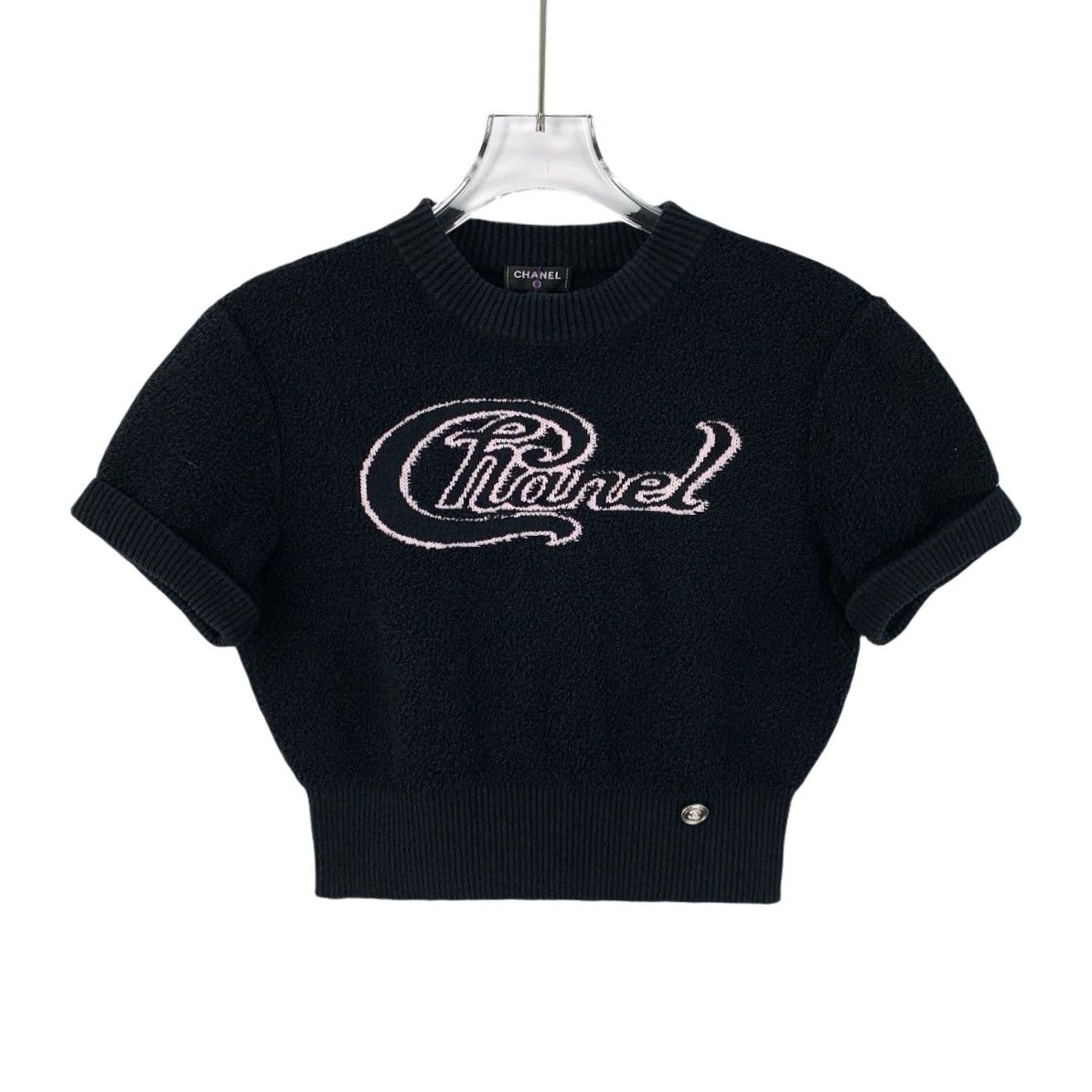 Chanel Chanel Black Logo Embroidered Tweed Crew Neck Knit Size XS / US 0-2 / IT 36-38 - 1 Thumbnail