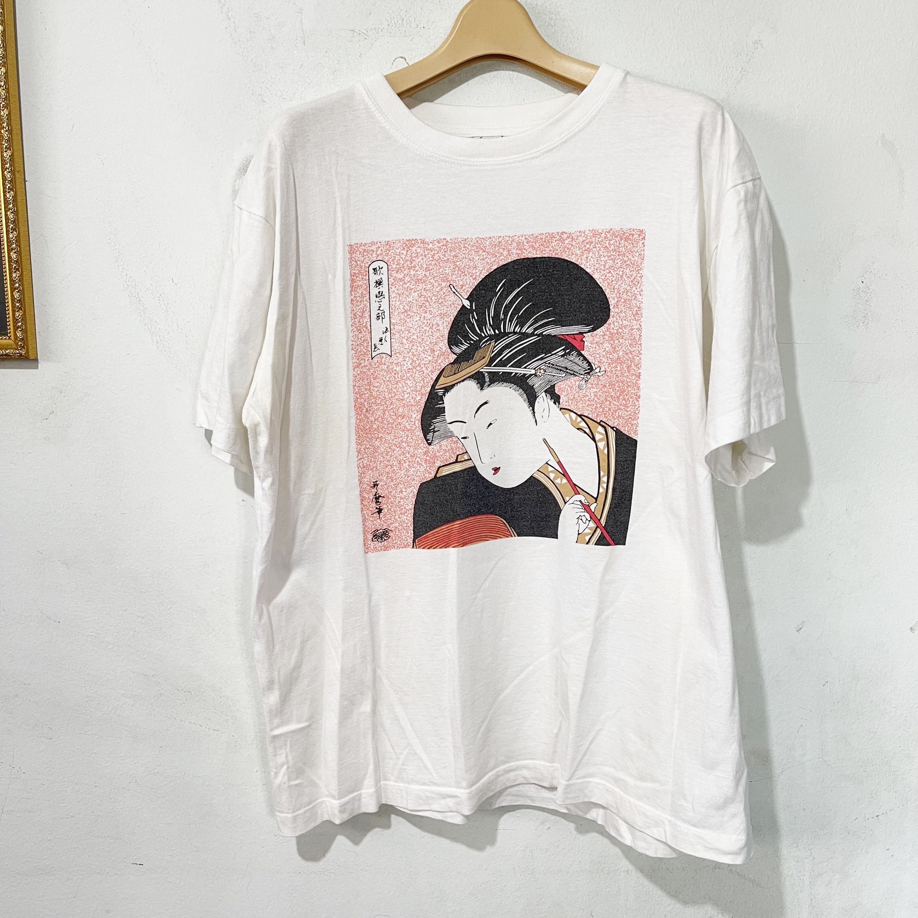 Vintage Vintage 90s Geisha Japanese Art T-Shirt Size US M / EU 48-50 / 2 - 1 Thumbnail