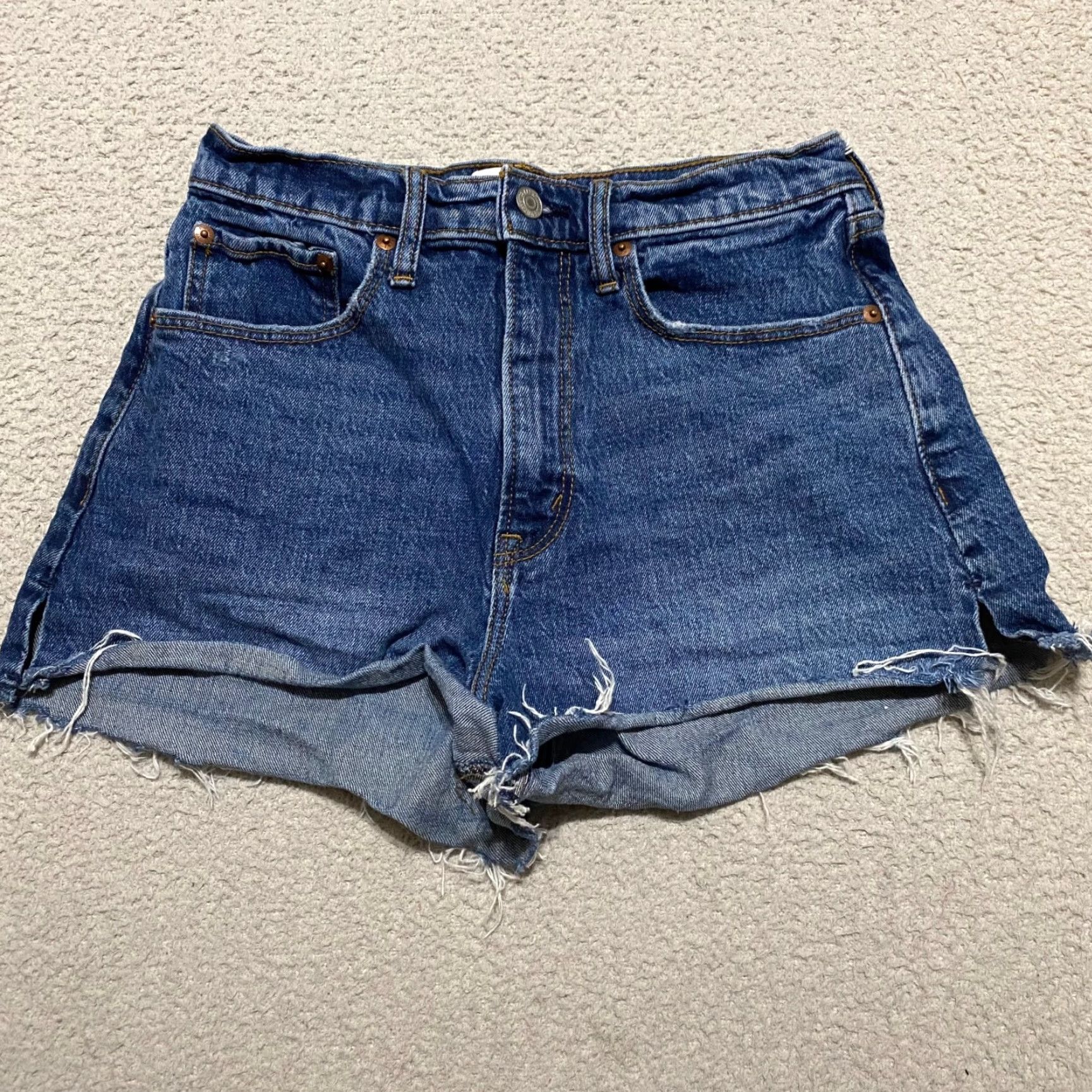 Abercrombie & Fitch Abercrombie & Fitch Womens Shorts Denim High Rise Cut-Off 4 Blue 2 in Inseam Pockets Stretch Regular Womens Size 27" / US 4 / IT 40 - 2 Thumbnail