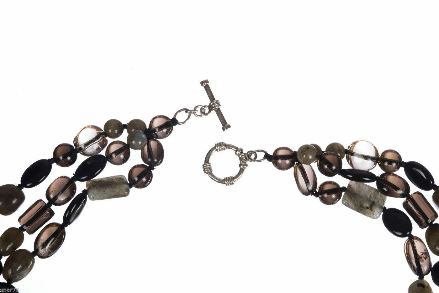 Designer Smoky Quartz Black Onyx and Labradorite Bead Necklace Size ONE SIZE - 4 Thumbnail