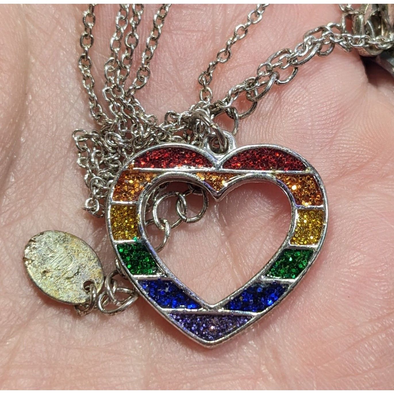 Other Claires Y2K Rainbow Glitter Open Heart Necklace Size ONE SIZE - 6 Thumbnail