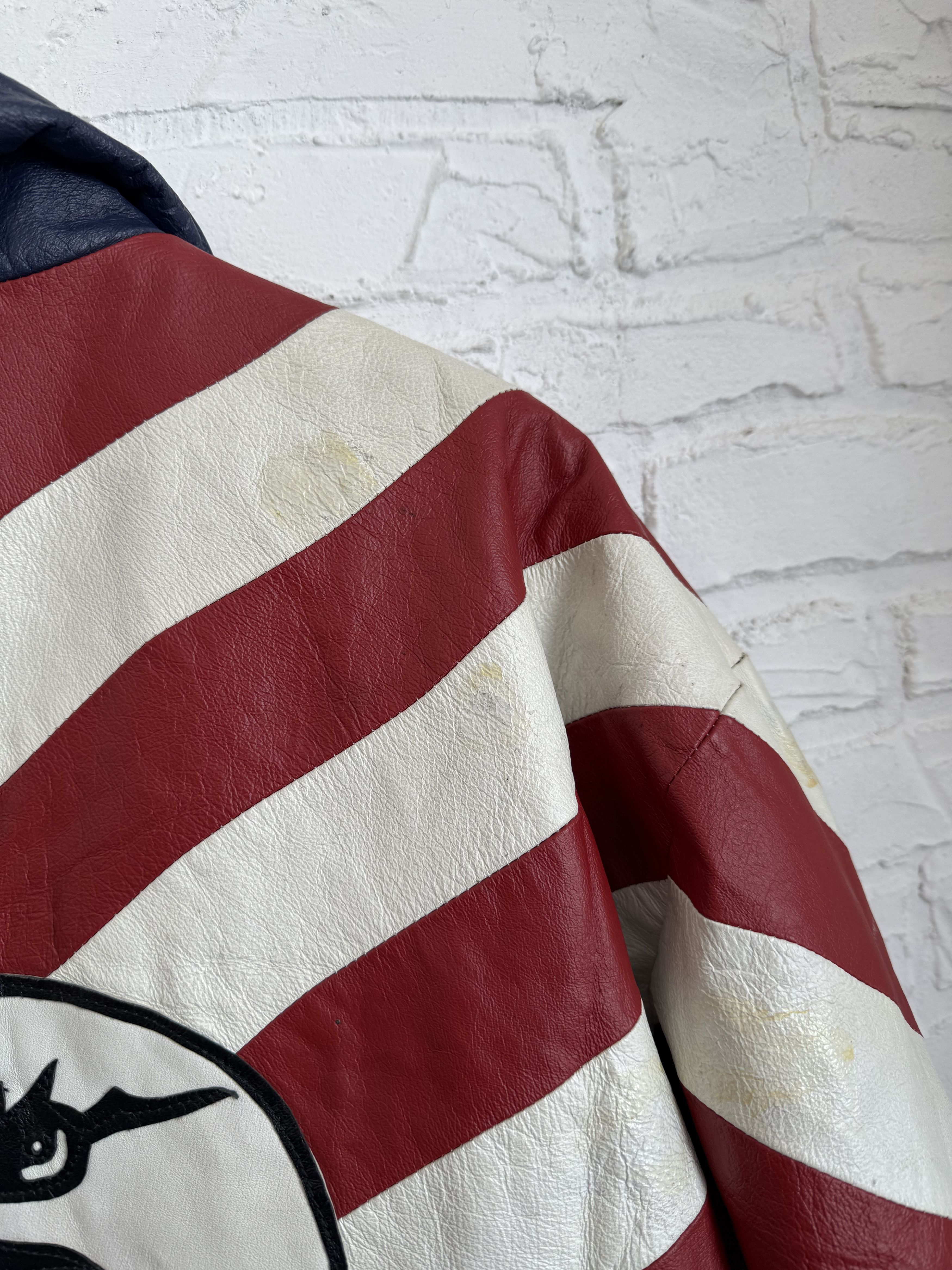 Genuine Leather Vintage 90s Italian Leather Bomber Jacket Eagle USA FLAG Size US L / EU 52-54 / 3 - 15 Thumbnail