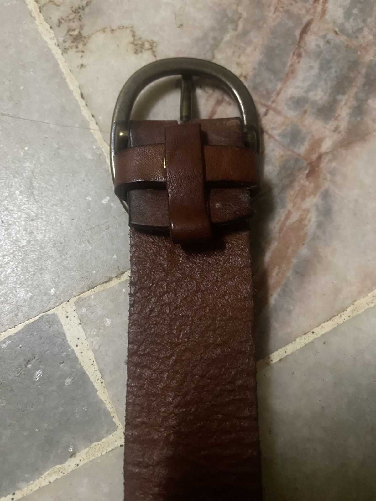 Genuine Leather Brown Leather Belt with Studs Size ONE SIZE - 3 Thumbnail