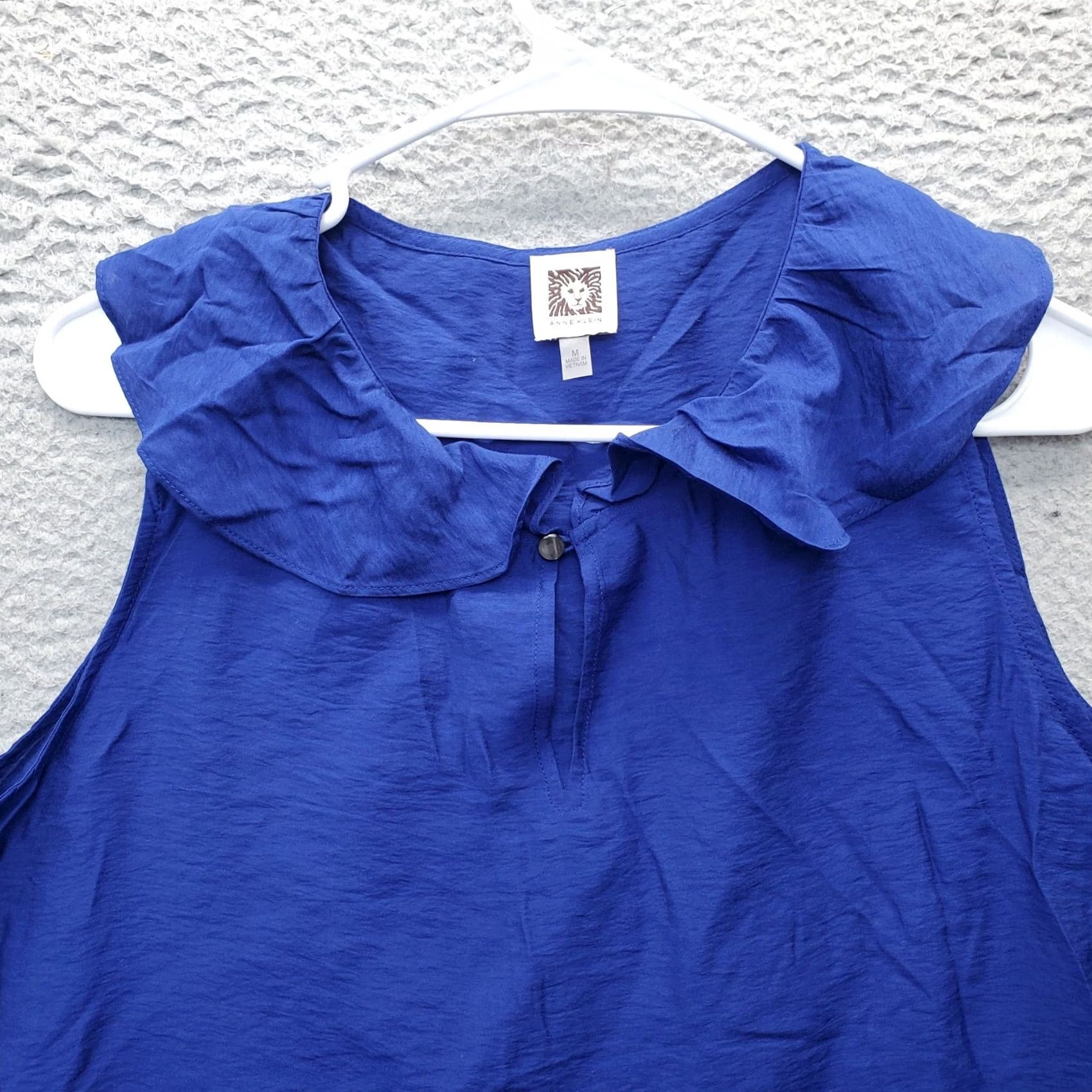 Anne Klein Anne Klein Top Womens M Blue Tank Viscose Sleeveless Ruffle Keyhole Neck Size M / US 6-8 / IT 42-44 - 3 Thumbnail