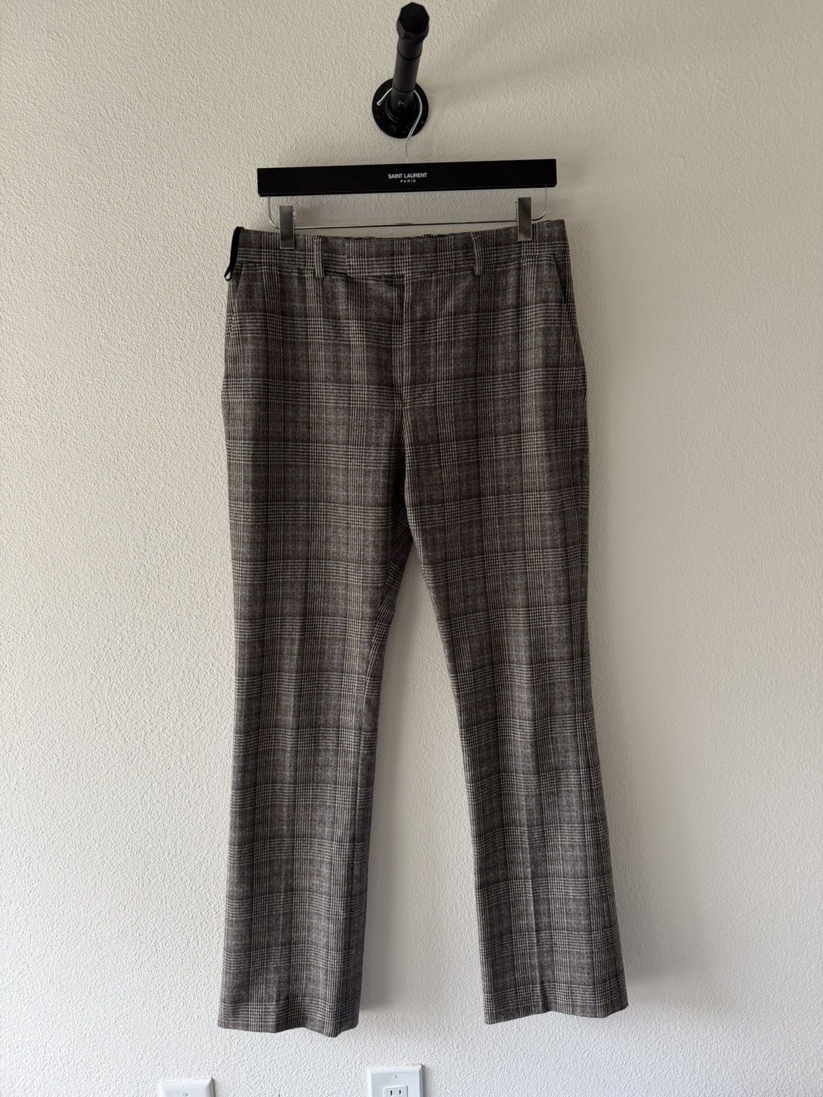 Celine Prince Of Wales Plaid Flared Wool Pants 48 Size US 32 / EU 48 - 1 Thumbnail