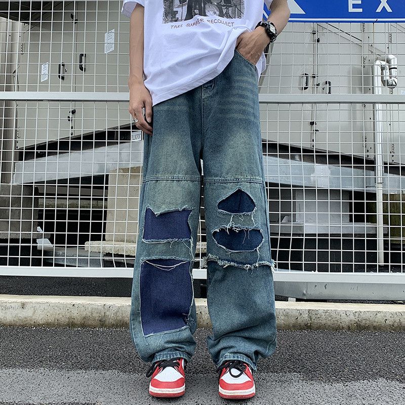 Japanese Brand × Jean Retro loose straight leg wide leg ripped jeans Size US 32 / EU 48 - 5 Thumbnail