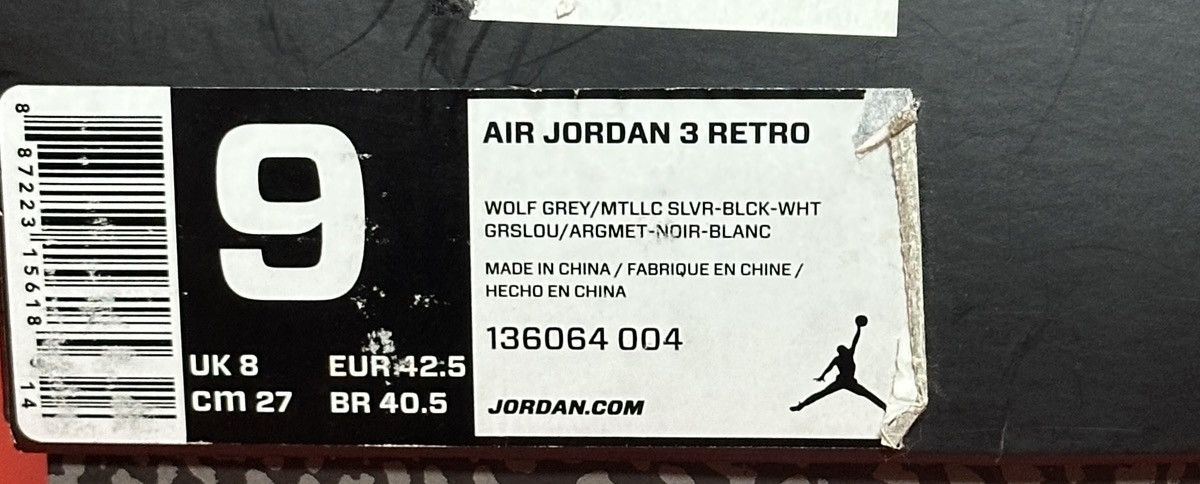Jordan Brand Size 9 - Air Jordan 3 Retro Wolf Grey Size US 9 / EU 42 - 8 Thumbnail