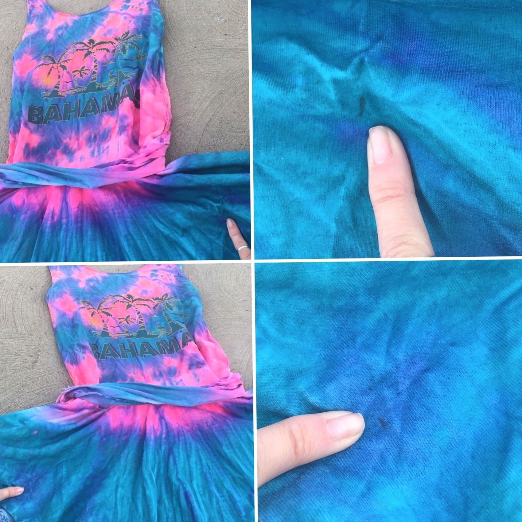 Vintage VINTAGE Bahamas Graphic Tank Dress 90s Neon Tie Dye One Size Star On The Beach Dress Size ONE SIZE - 6 Thumbnail