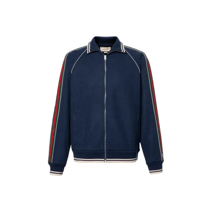 Gucci Gucci Navy Striped Zip-Up Jacket for Men Size US XS / EU 42 / 0 - 1 Thumbnail