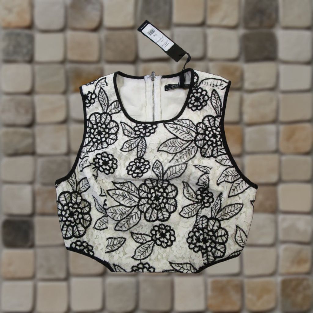 Bcbgmaxazria Bcbgmaxazria Tank Womens 0 White Black Floral Lace New Size XS / US 0-2 / IT 36-38 - 1 Thumbnail