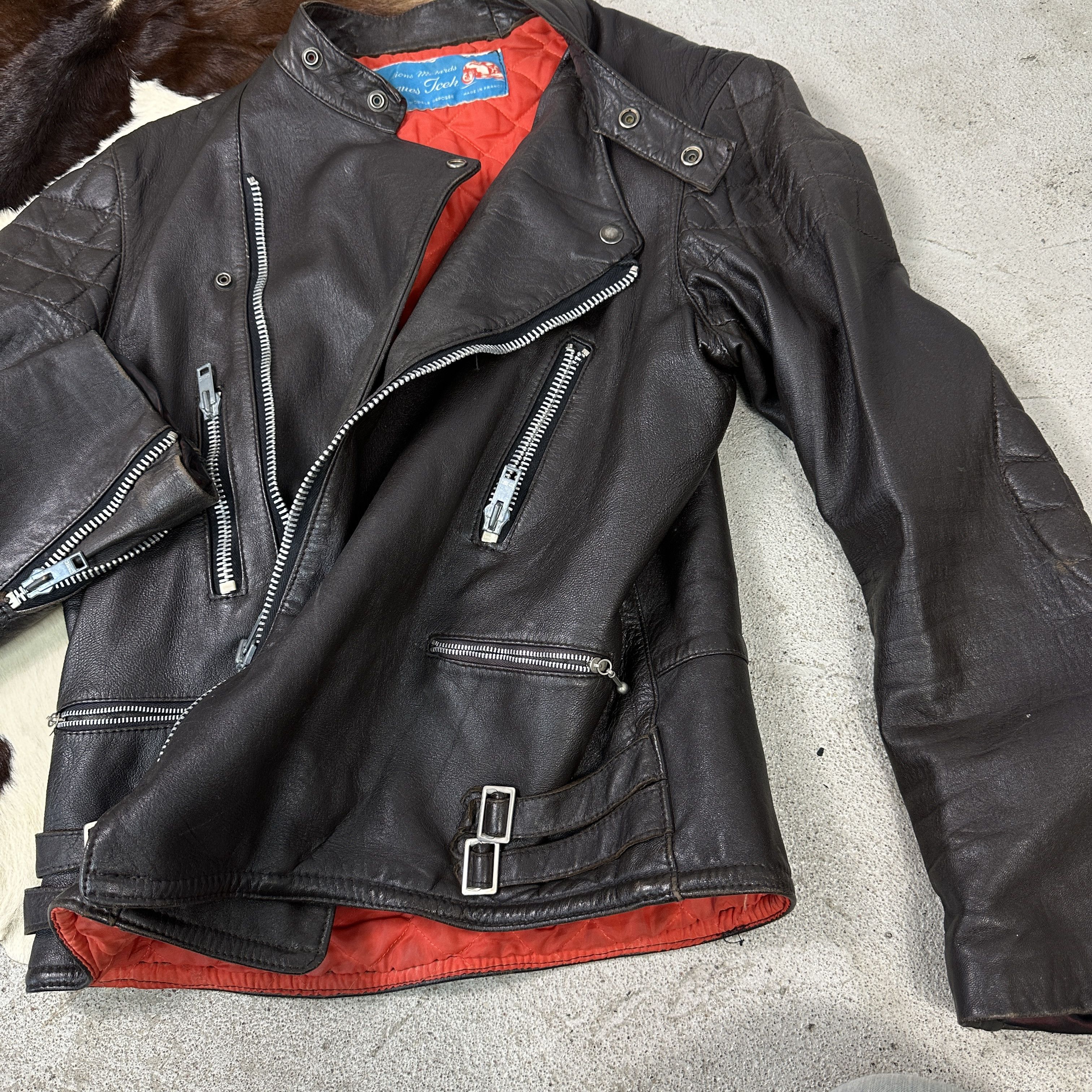 Genuine Leather × Vintage Rare Vintage 60s Moto Cuir Cafe Racer Leather Jacket Size US M / EU 48-50 / 2 - 6 Thumbnail