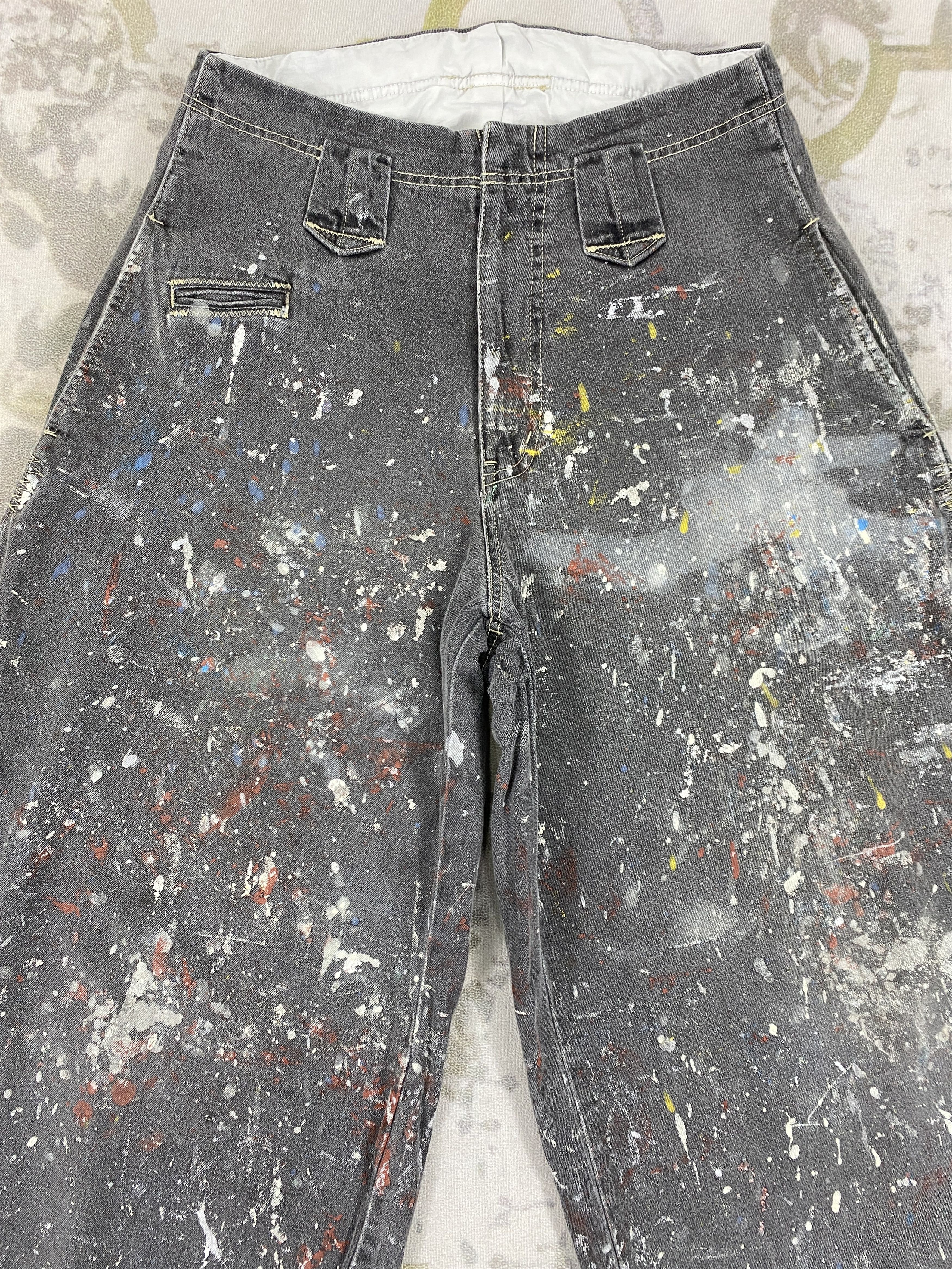 Vintage Distressed Paint Vintage Baggy Jeans 30x40 Denim-JN3574 Size US 30 / EU 46 - 3 Thumbnail