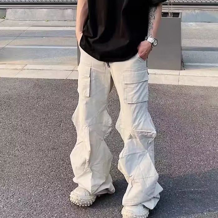 Japanese Brand Irregular Cut Diamond Pleat Cargo Pants Size US 30 / EU 46 - 1 Thumbnail