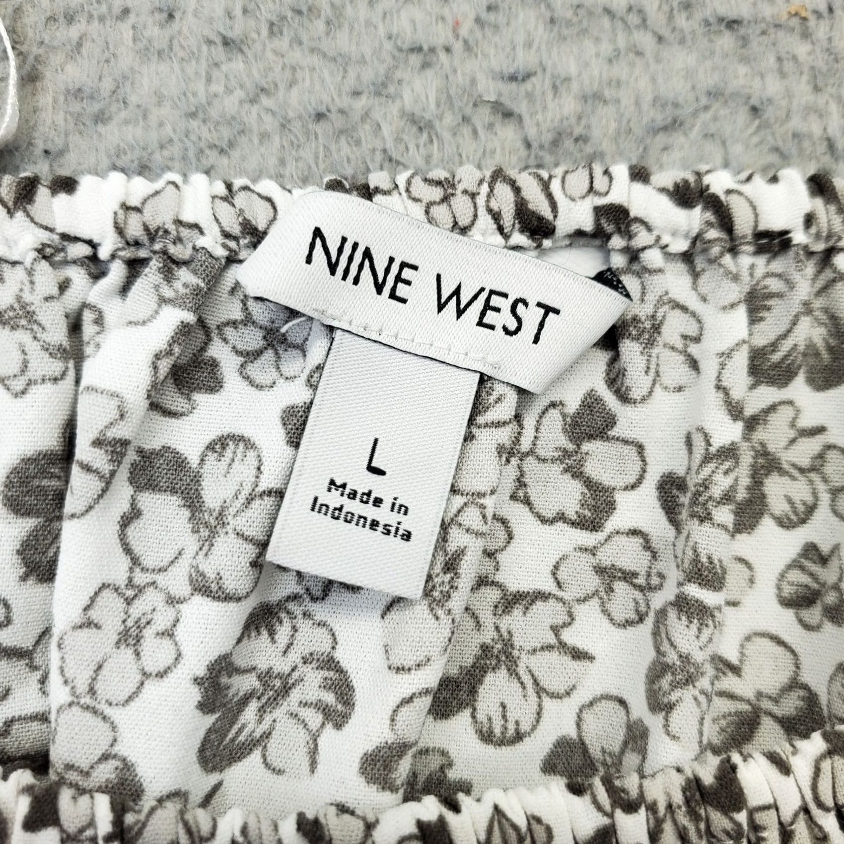 Nine West Nine West Peplum Blouse Top Womens L Multi Floral Empire Waist Off the Shoulder Size L / US 10 / IT 46 - 6 Thumbnail