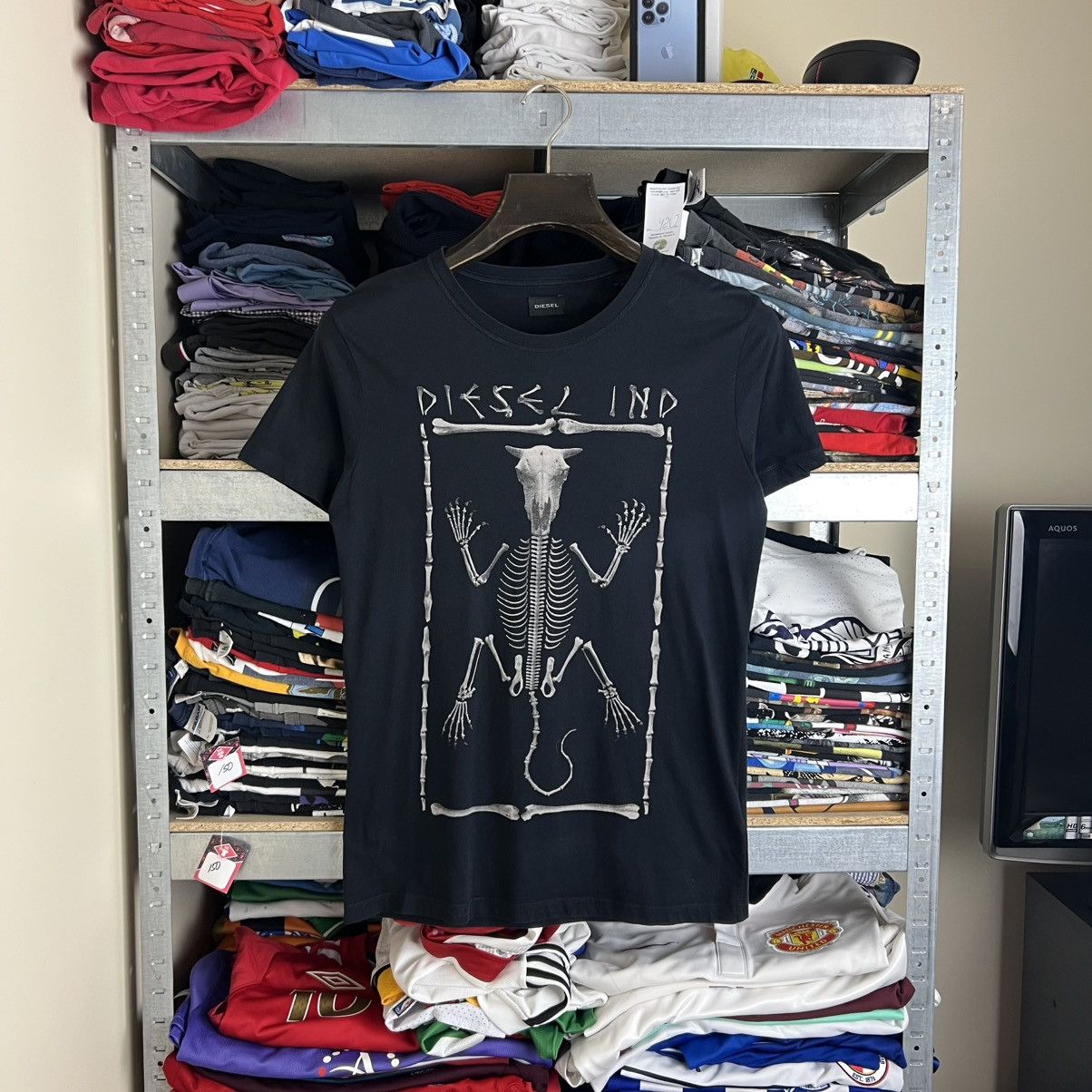 Designer Rare! Diesel Skeleton Skull Big Logo Tee Y2K Size US M / EU 48-50 / 2 - 1 Thumbnail