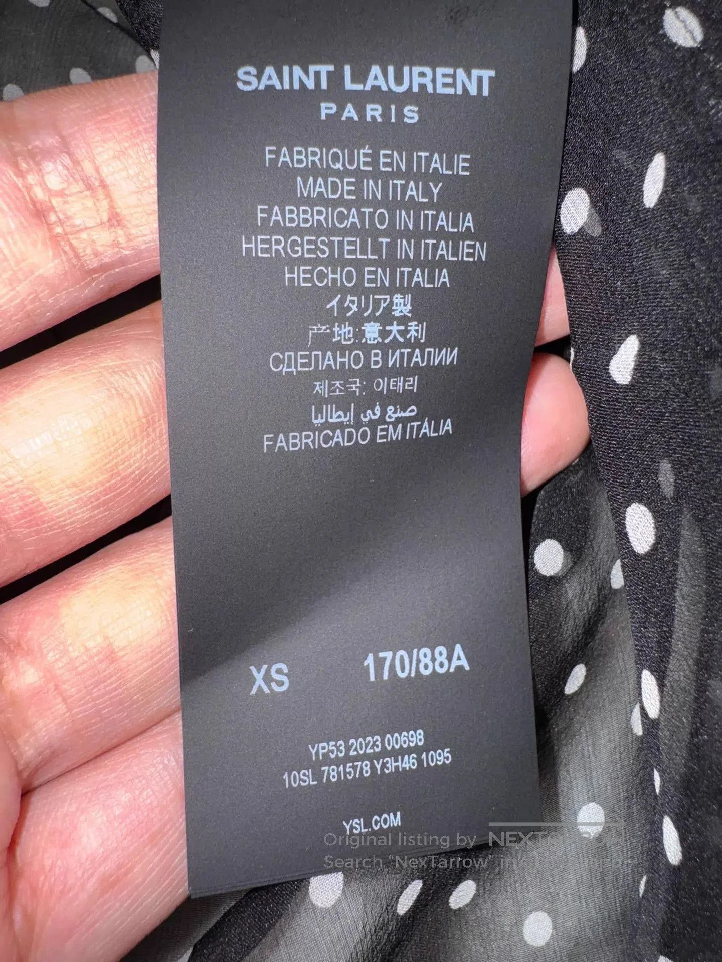 Saint Laurent Paris Black Polka Dot Sleeveless Halter Top. Size US XS / EU 42 / 0 - 9 Thumbnail