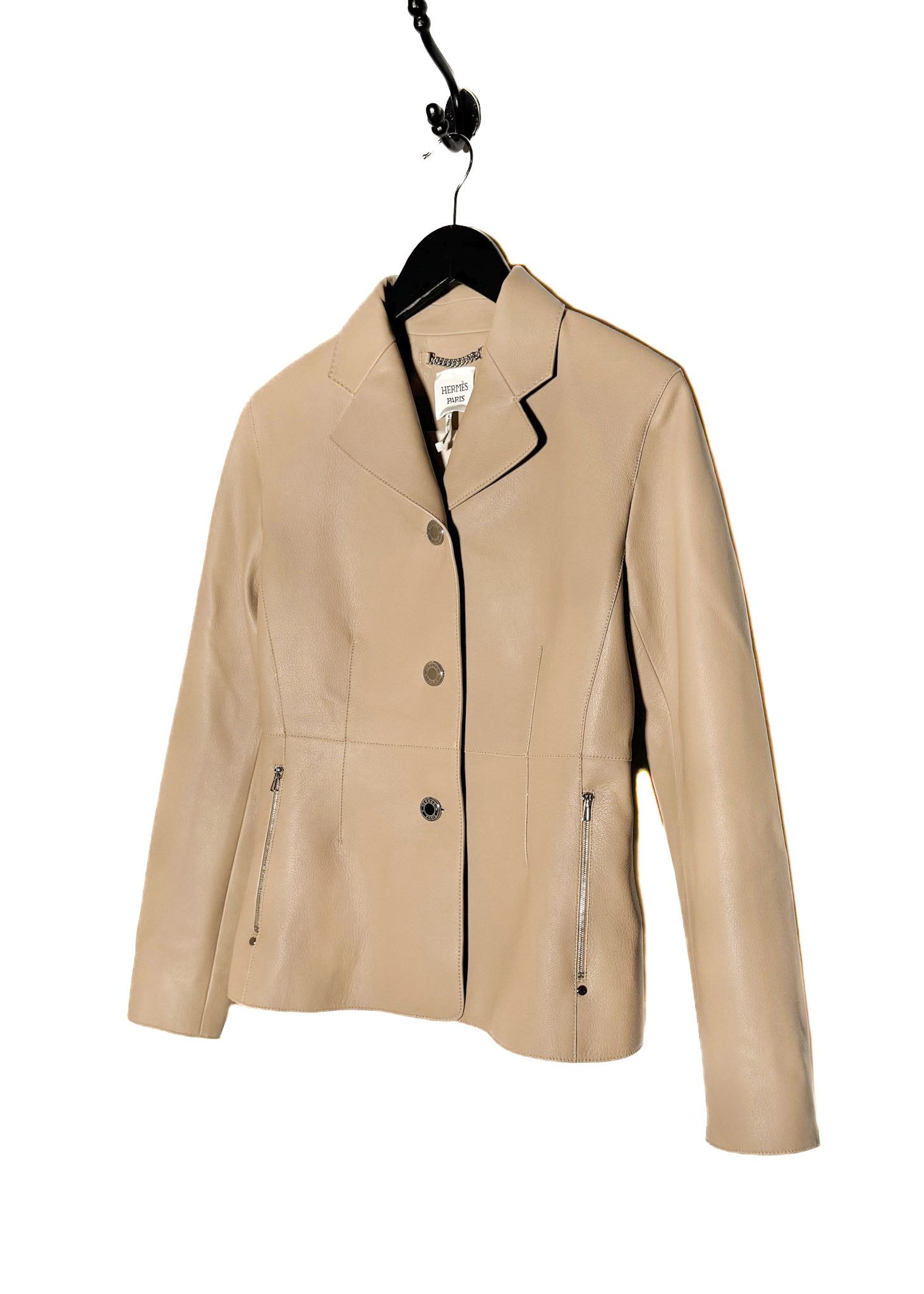 Hermes Hermès 2024 Beige Camel Goatskin Leather Equestrian Jacket Size S / US 4 / IT 40 - 2 Thumbnail