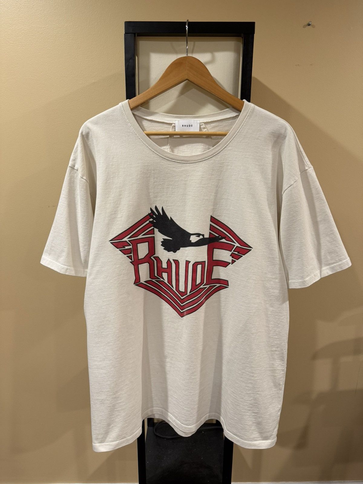 Rhude Rhude Rhanger Rossa Re Eagle Logo Vintage White T-Shirt Size US XL / EU 56 / 4 - 1 Thumbnail